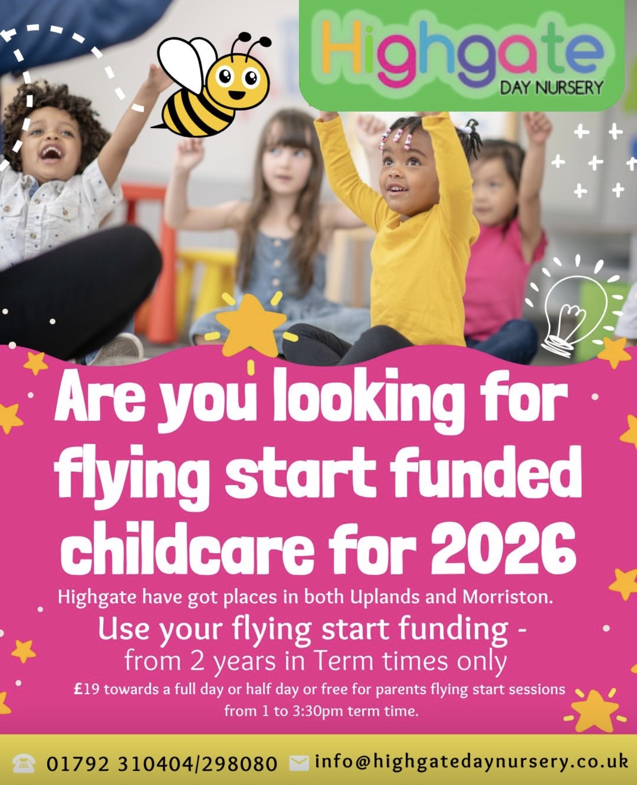 Flying Start funded childcare for 2026 at Uplands and Morriston